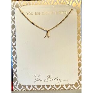 Vera Bradley Gold Tone Initial A Necklace "You are one of a kind"